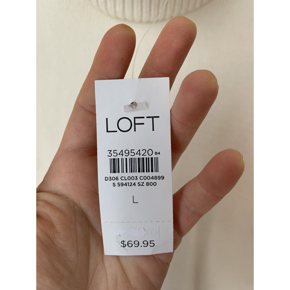 NWT LOFT Turtleneck Oversized Sweater Cream- Size Large - Picture 5 of 9